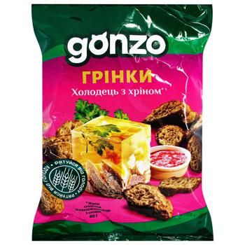 Сухари ржаные Gonzo Гренки со вкусом холодца и хрена 90г 