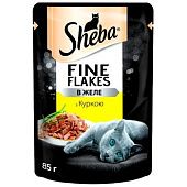 Корм Sheba Fine Flakes с курицей в желе для взрослых кошек 85г