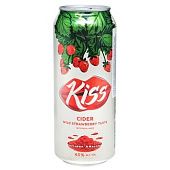 Сидр Kiss газированный со вкусом земляники з/б 4,5% 0,5л