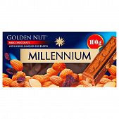 Шоколад молочный Millennium Gold Nut с целым миндалем и изюмом 100г