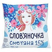 Сметана Слов'яночка 15% 350г