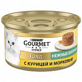 Корм Gourmet Gold Нежные биточки С курицей и морковью для взрослых кошек 85г