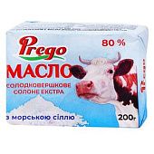 Масло Prego сладкосливочное соленое экстра с морской солью 80% 200г