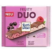 Шоколад молочный Ritter Sport Fruity Duo с кусочками смородины, малины и рисовыми хлопьями 218г