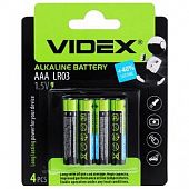 Батарейка Videx щелочная LR03/AAA 4шт