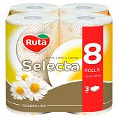 Туалетная бумага Ruta Selecta Ромашка белая трехслойная 8шт