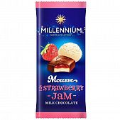 Шоколад молочный Millennium Mousse с муссовой и клубничной начинкой 135г