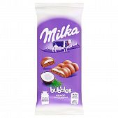 Шоколад молочный Milka Bubbles пористый с кокосовой начинкой 97г