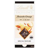 Шоколад черный Lindt Excellence с апельсином и миндалем 70% 100г