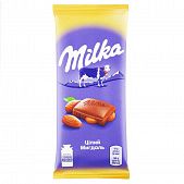 Шоколад молочный Milka с цельным миндалем 90г