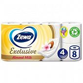 Туалетная бумага Zewa Exclusive Almond Milk белая 4-слойная 8шт