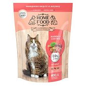 Корм сухой Home Food с индейкой и ягодами для выведения шерсти и стерилизованных кошек 400г