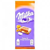 Шоколад молочный Milka карамель с арахисом 90г