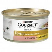 Корм Gourmet Gold С лососем и курицей в подливке для взрослых кошек 85г