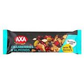 Батончик злаковый Axa с клюквой, миндалем, злаками и медом без сахара 30г